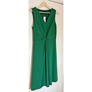 Ann Taylor Womens Green Dress Twist Knot Front MIDI Length Sleeveless M …